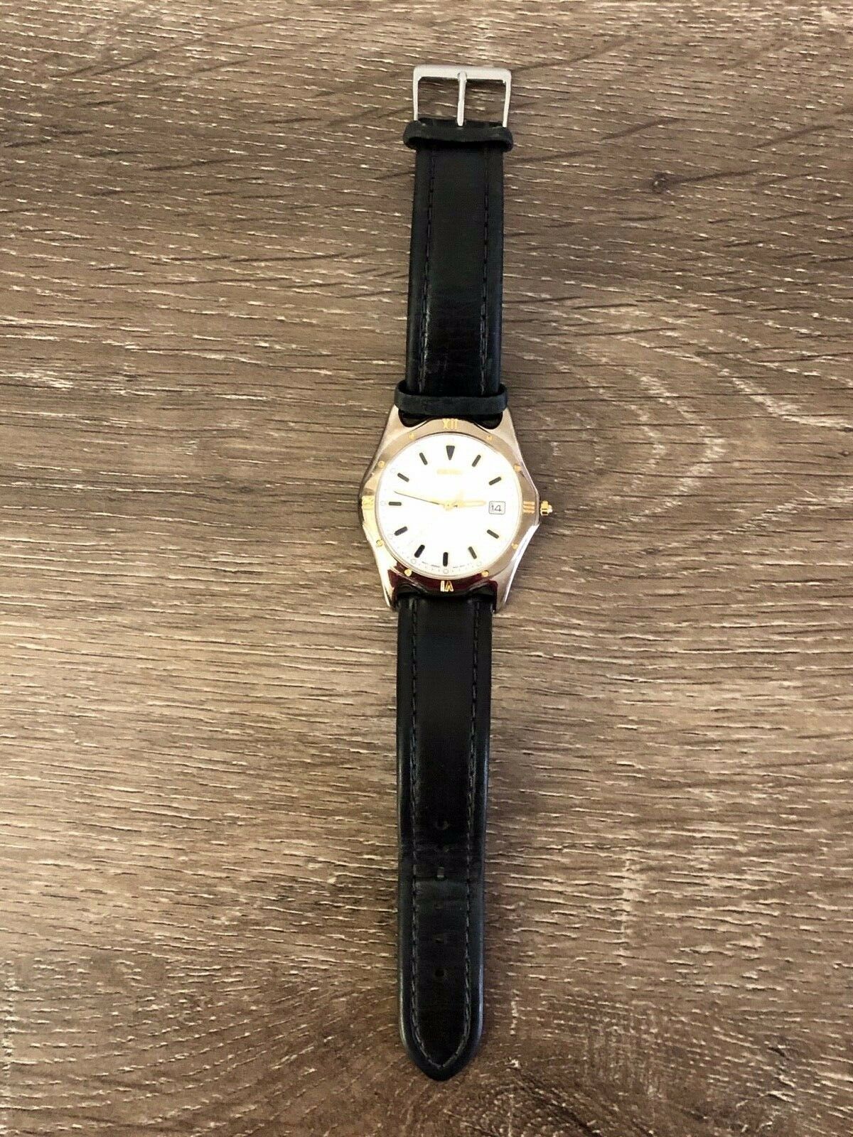 レア非売品ぴちょんくん7thAnniversary Original Strap SEIKO Black Dial LTHR Strap Men's Watch CALF-Z18 -Store