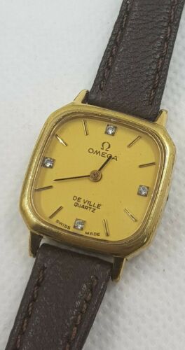 Omega De Ville Ladies Quartz Gold Plated Diamond Swiss Watch Cal