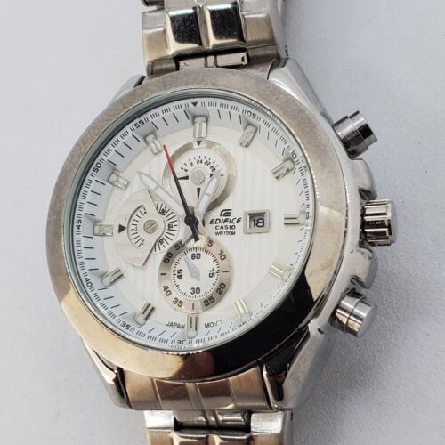 Casio Edifice Women s Watch 35MM Case White Dial Date 7.5 Wrist New Battery WatchCharts Marketplace