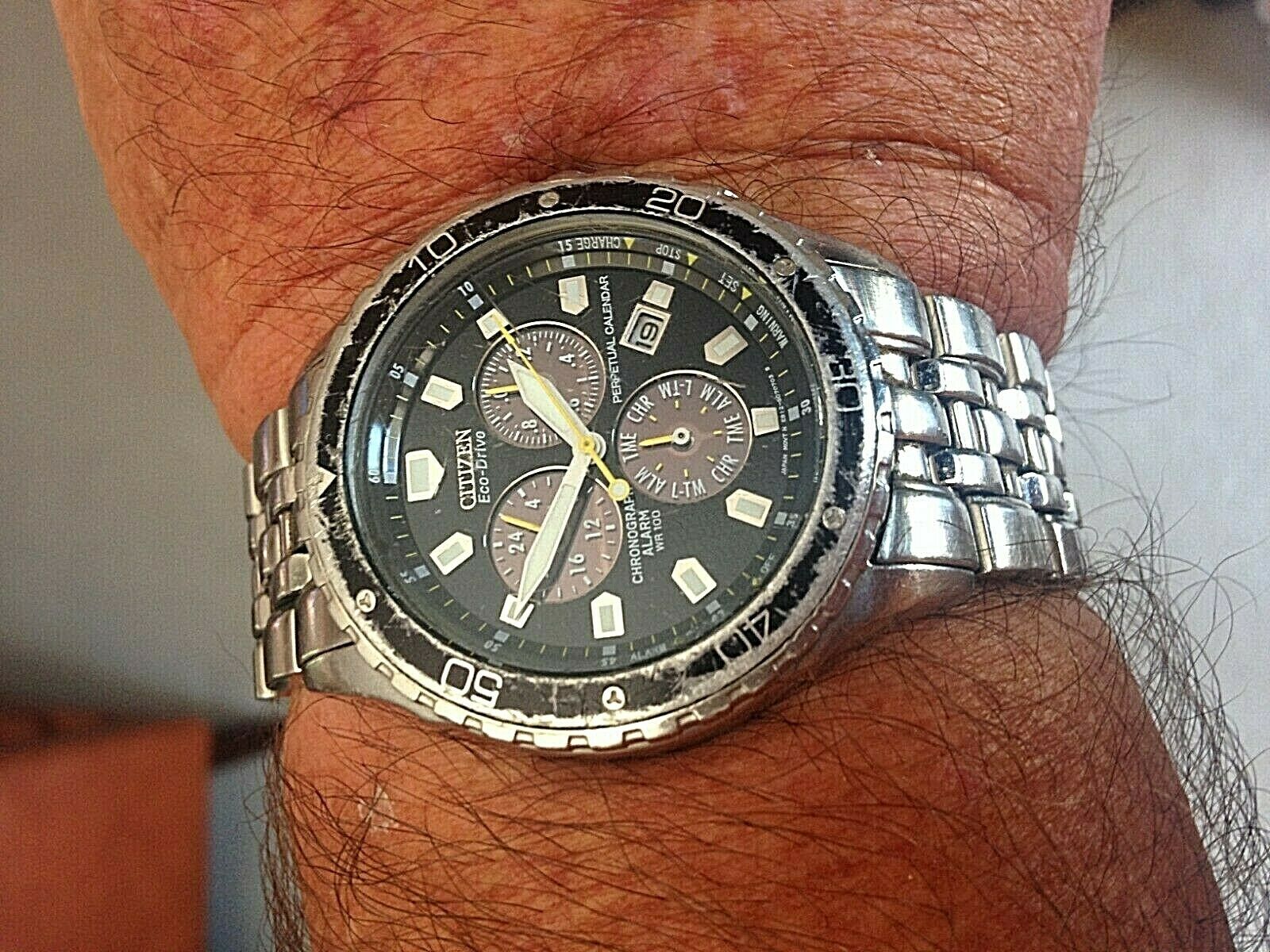 Men's Citizen Eco Drive Chronograph E812-S043638 alarm 100m