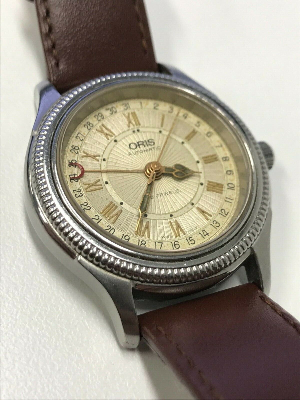 Oris Date Pointer ref 7465 Stainless Steel Automatic 1990s Men 