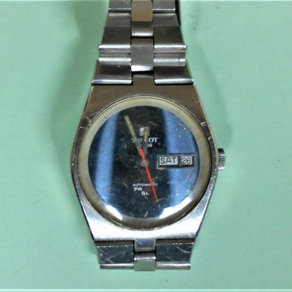 Vintage Tissot PR 526 GL day date automatic stainless steel wrist watch ...