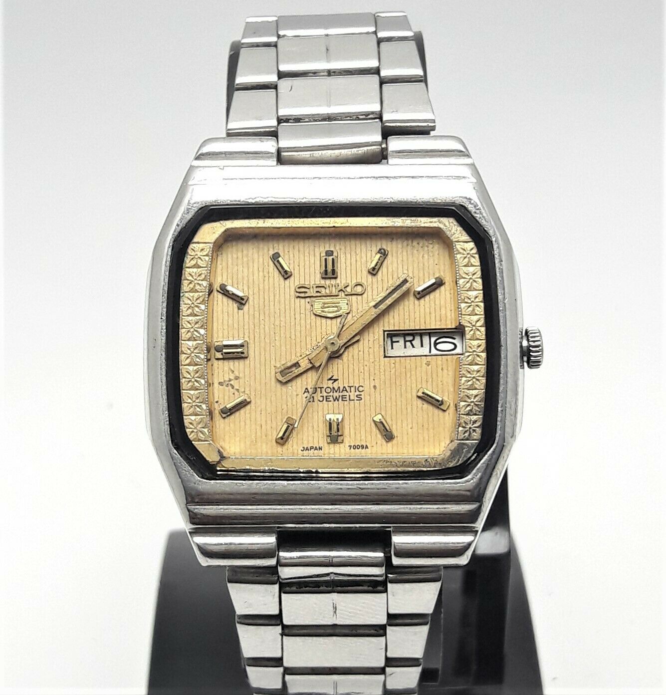 VINTAGE SEIKO 5 TV 6349-5300 A AUTOMATIC 23J JAPAN MEN'S WATCH