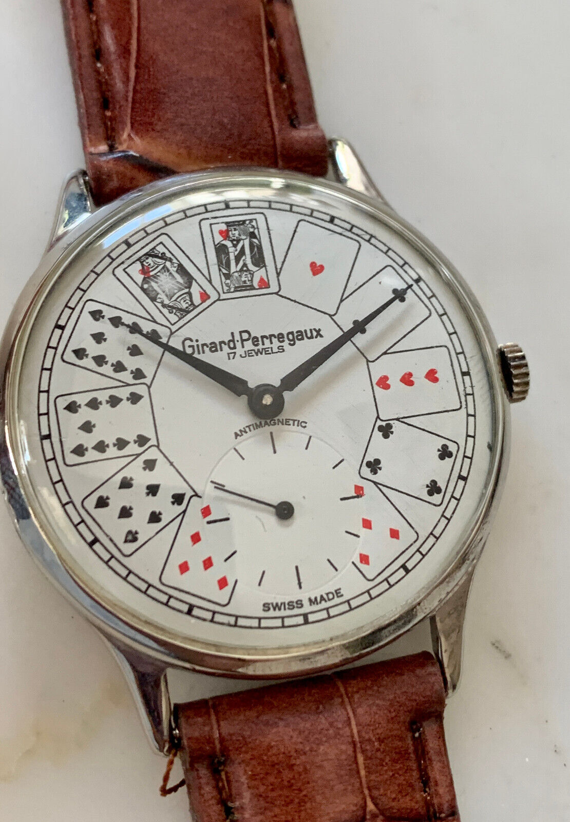 VINT Girard Perregaux Poker dial extremelly bigl swiss ca 58 NO