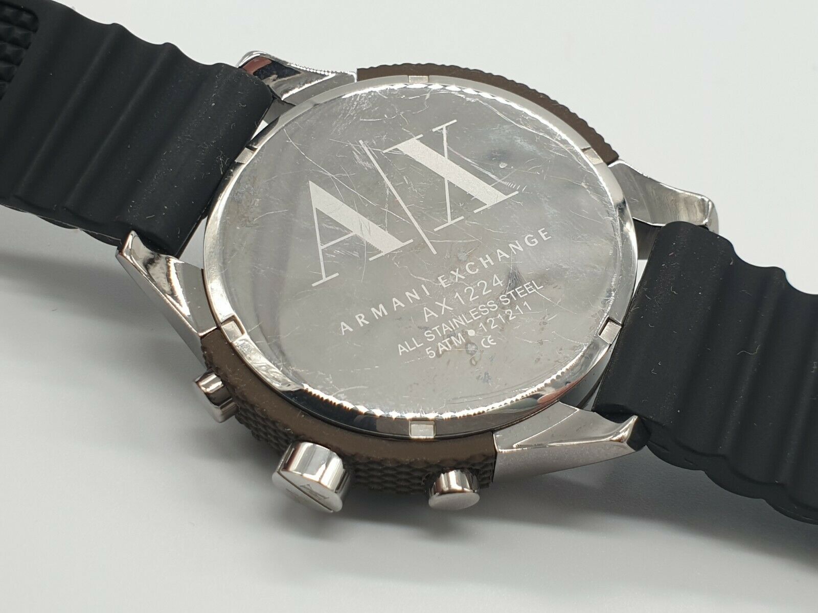 Armani Exchange Men's Chronograph Watch With Black Rubber Strap