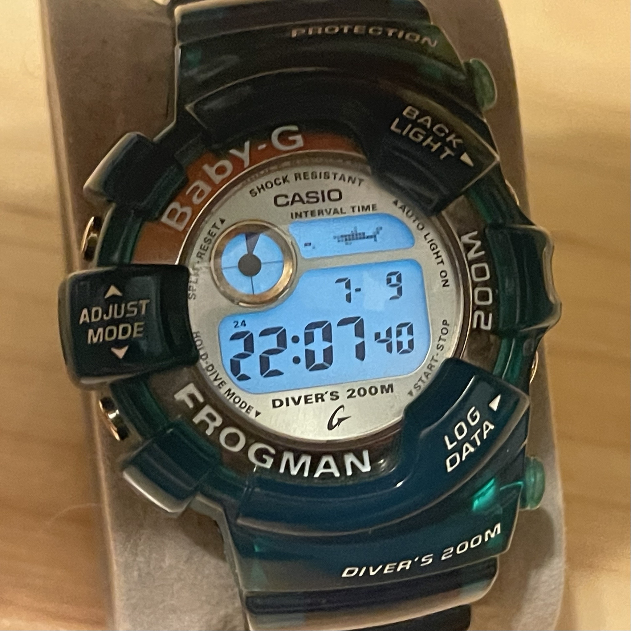 WTS] Casio G-Shock Baby-G Frogman BGW-103 Vintage Green Blue Aquamarine  Digital Diving Watch | WatchCharts