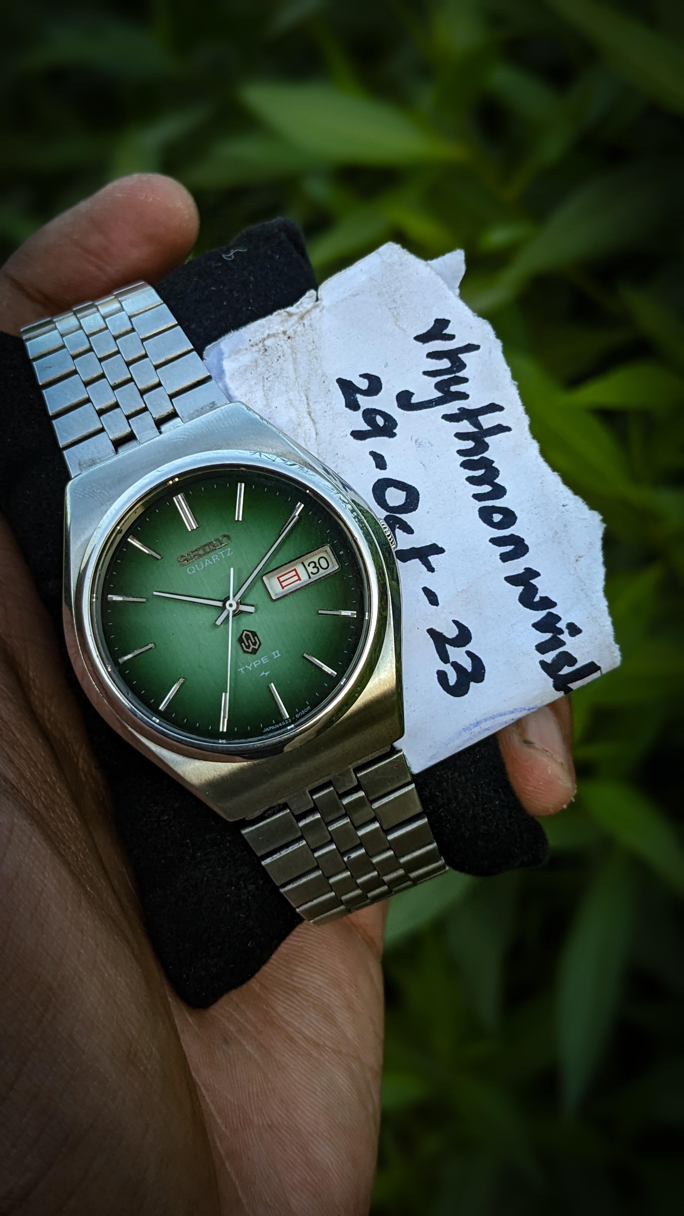 WTS] Vintage Seiko Type II Dial 1970's kanji date emerald sunburst