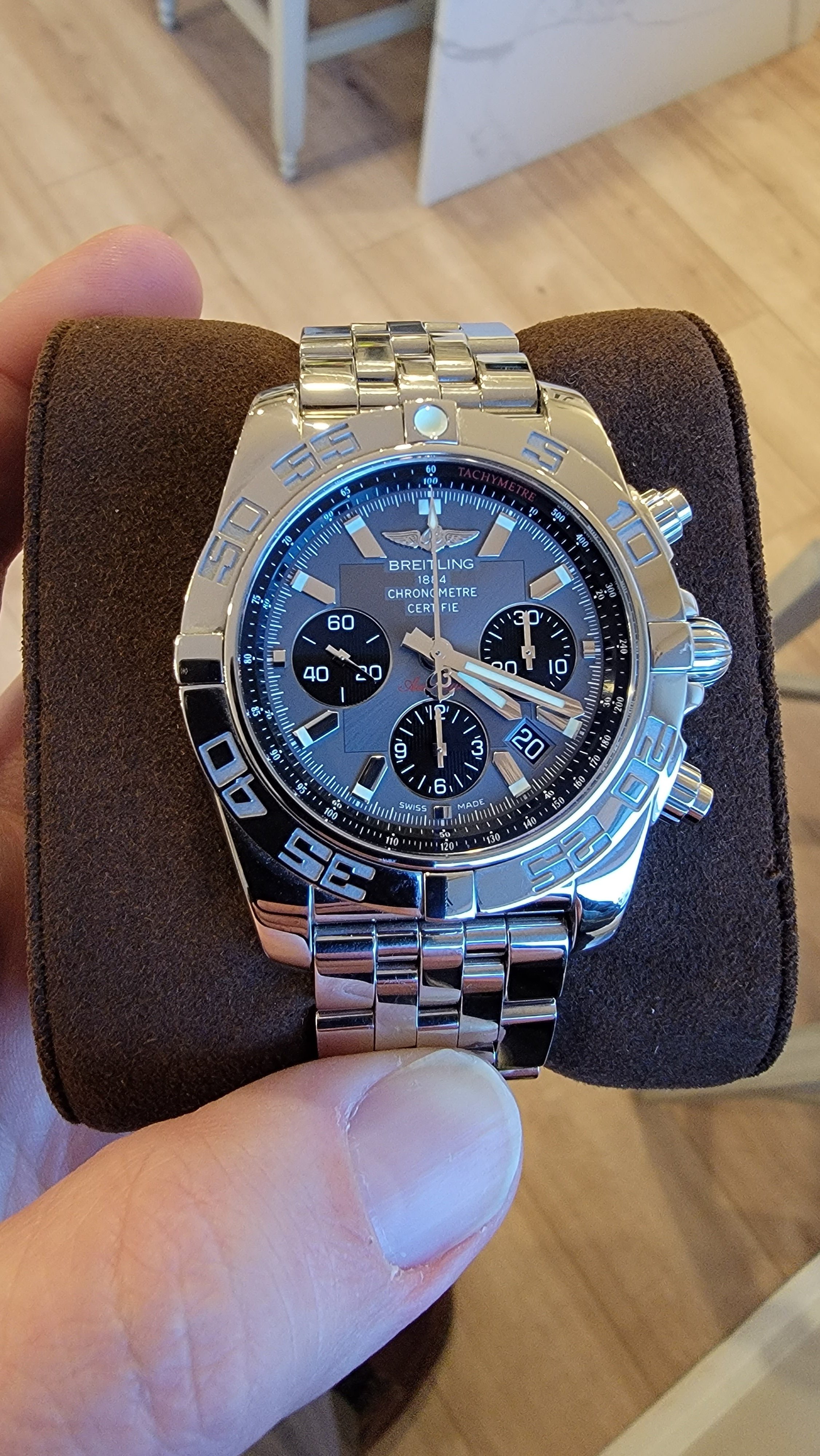 breitling chronomat black eye blue