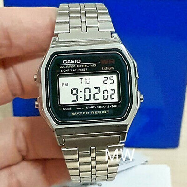 CASIO VINTAGE RETRO DIGITAL SILVER WATCH A159WA A159 Alarm Ladies Mens Brand new WatchCharts