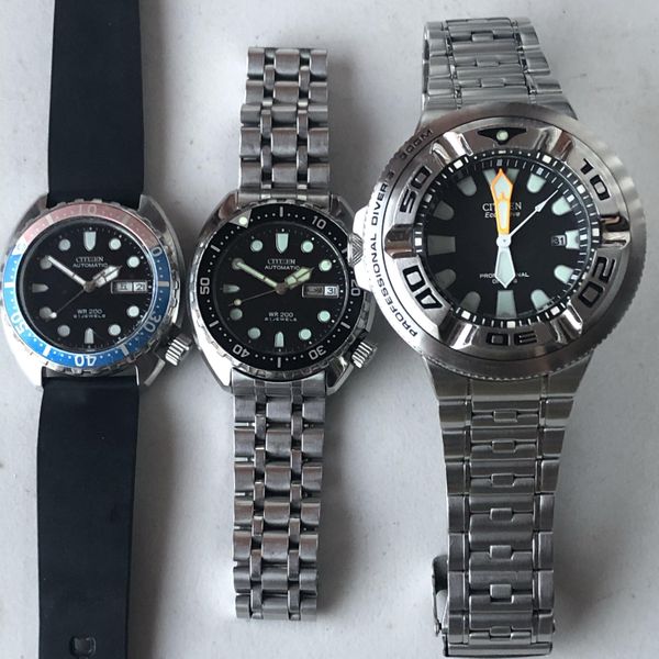 Citizen Ecozilla On Bracelet And Citizen Dolphin Pack 