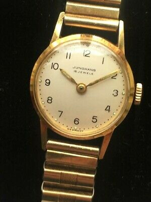 VINTAGE WOMEN S WATCH JUNGHANS 15 JEWELS 674 BRACELET GOLD PLATED