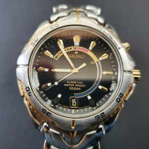 SEIKO 5M62-0B40 Hand-Watch RARE UNIQUE Men's KINETIC Two Tone Black Dial  Crystal | WatchCharts