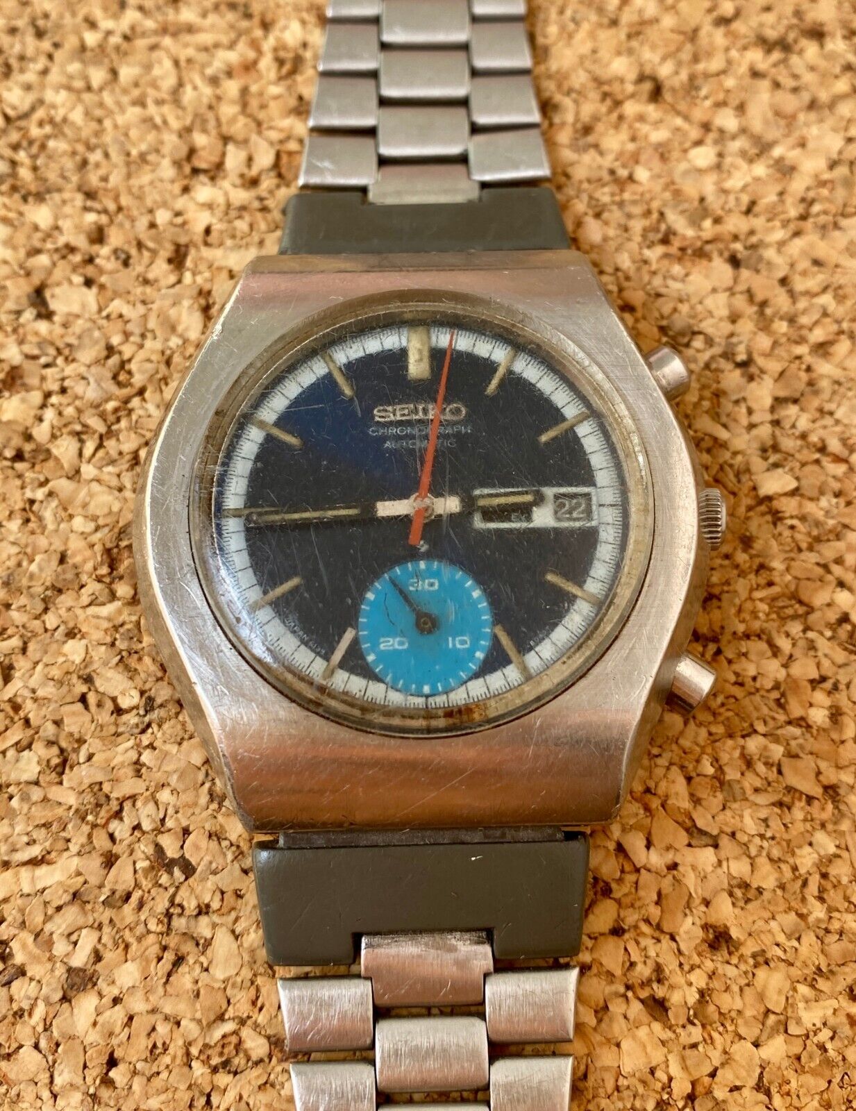 Vintage Seiko 6139-8020 Chronograph Automatic Men's Watch Blue