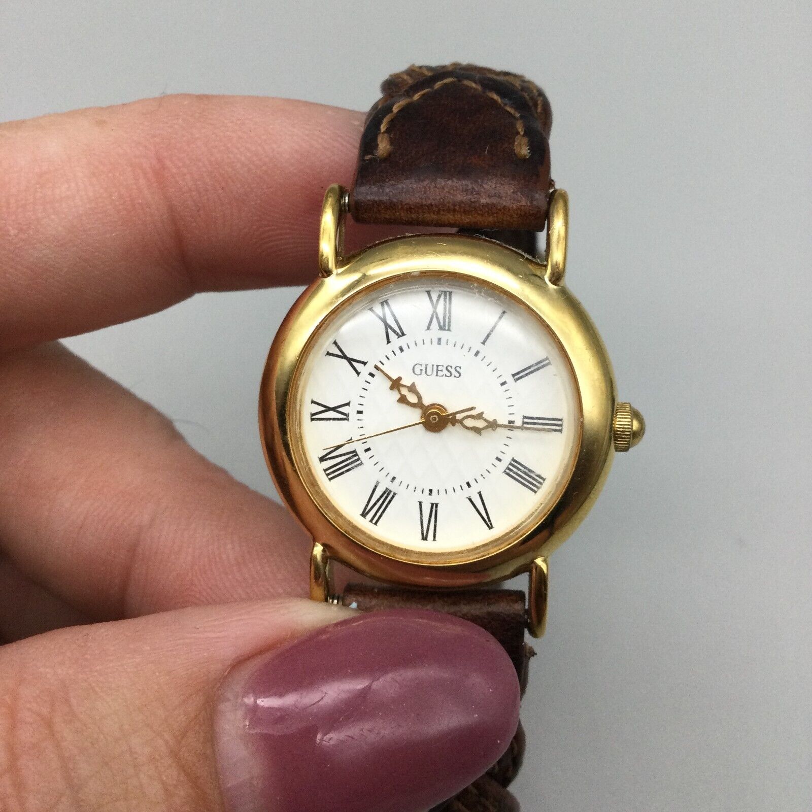 Vintage Guess Watch Women Gold Tone Braided Leather Band New  display picture 2