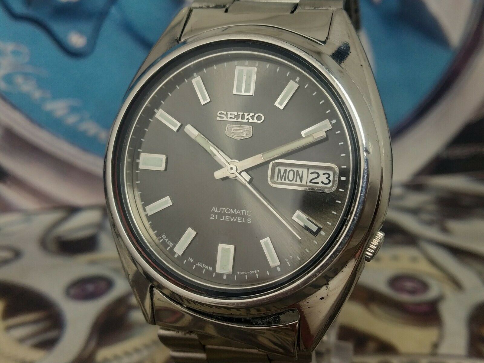 RARE SEIKO 5 AUTOMATIC 21 JEWELS MEN S WRIST WATCH GLOW IN DARK