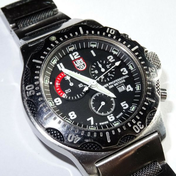Mens 44mm Luminox Professional Diver 200M Series 8300 Chronograph Watch