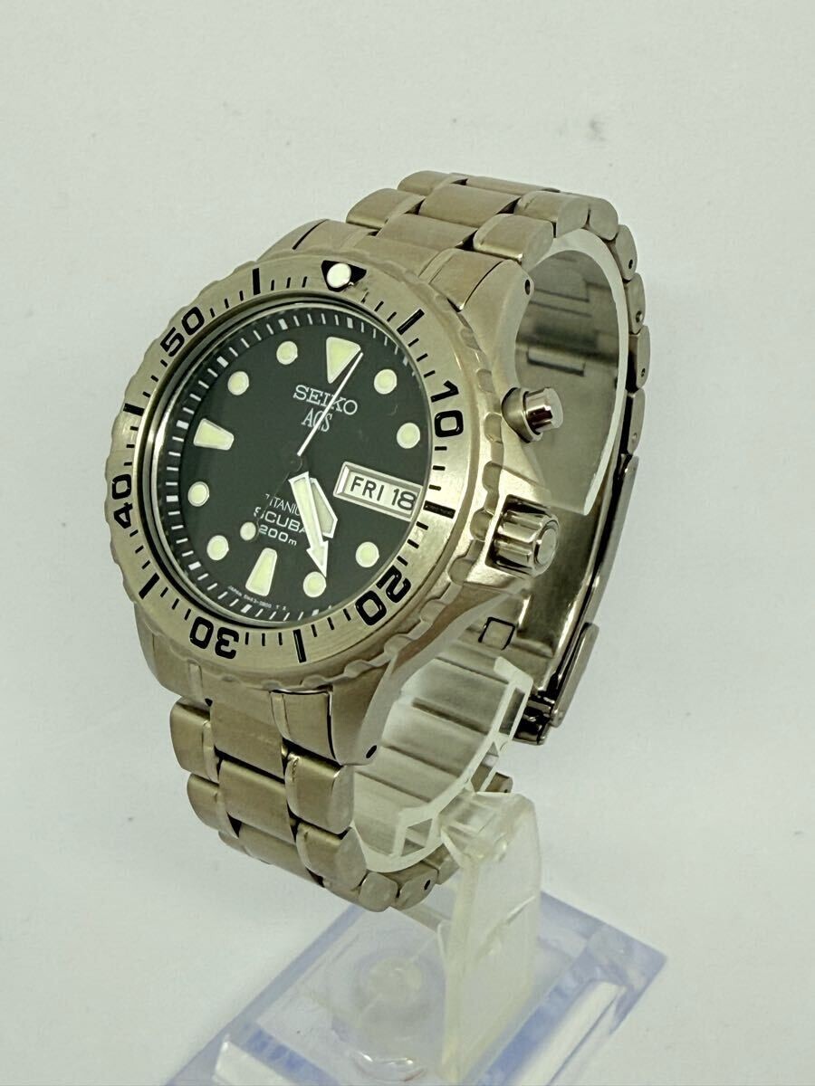 Seiko AGS Scuba 200M 5M43-0A60 All Titanium Quartz Mens Watch