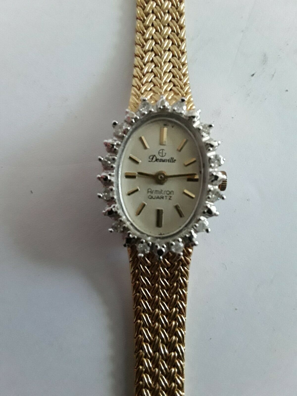 Deauville Armitron Quartz Women s Gold Tone Diamond Bezel Dress Watch Untested WatchCharts Marketplace