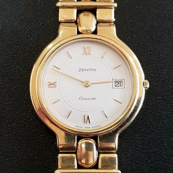 Zenith Concerto Cal. 38.5 SWISS Quartz Gold Plated Date Working Wrist ...