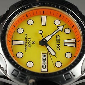 Exc+5] SEIKO V158-0AE0 SNE109 Solar Orange Air Diver's 200m Mens