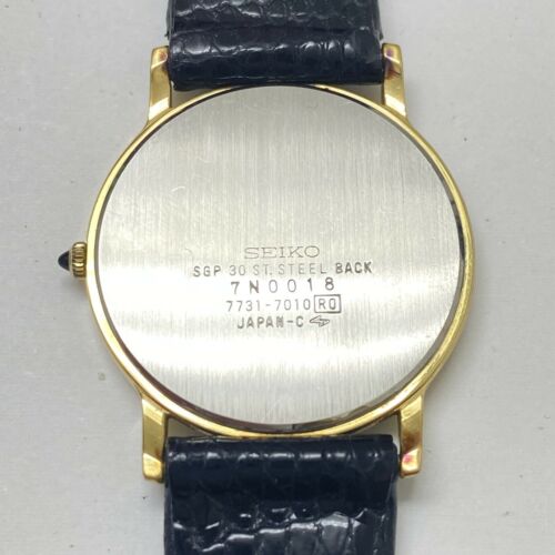 Authentic vintage unisex SEIKO Dolce gold plated 7731-7010 leather