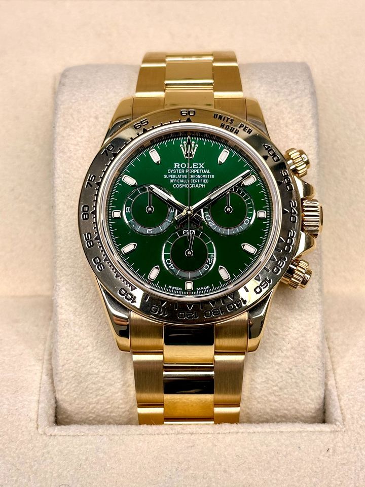 Rolex daytona outlet gold green