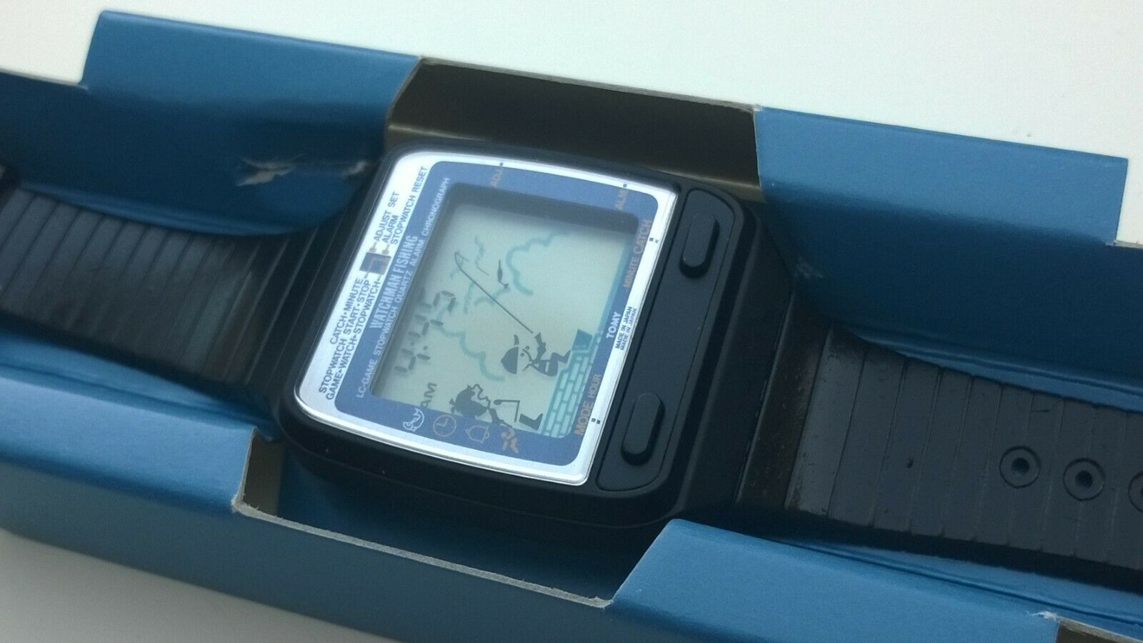 Tomy Watchman Fishing Vintage LCD Digital Game Watch -Gen Unused