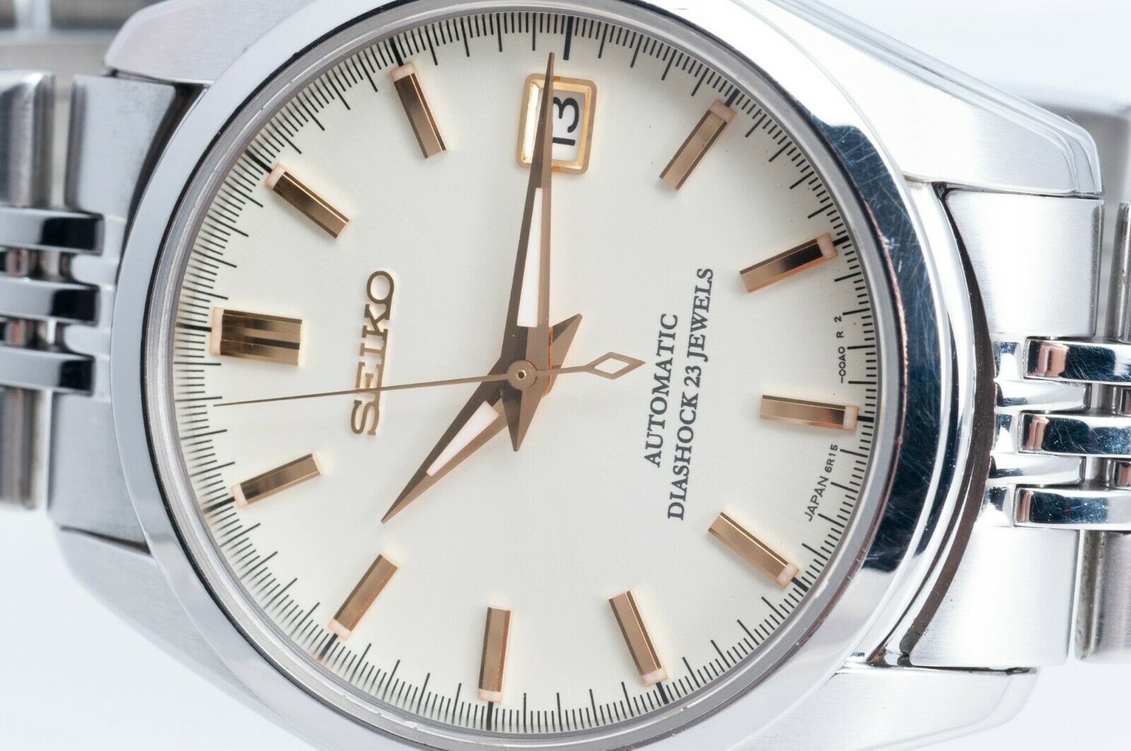 SEIKO SCVS001 White Dial Mechanical 6R15-00A0 Wristwatch for Men w ...