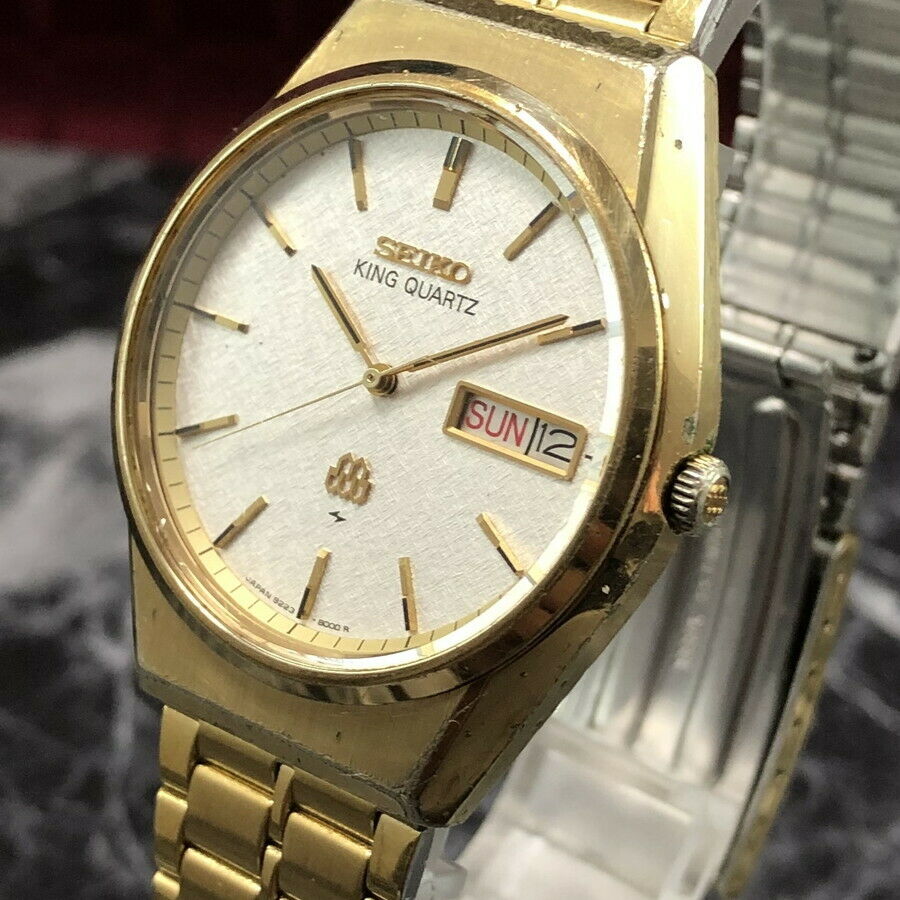 Vintage 1981 SEIKO Quartz Watch KING TWIN QUARTZ 9223-8010 SS from