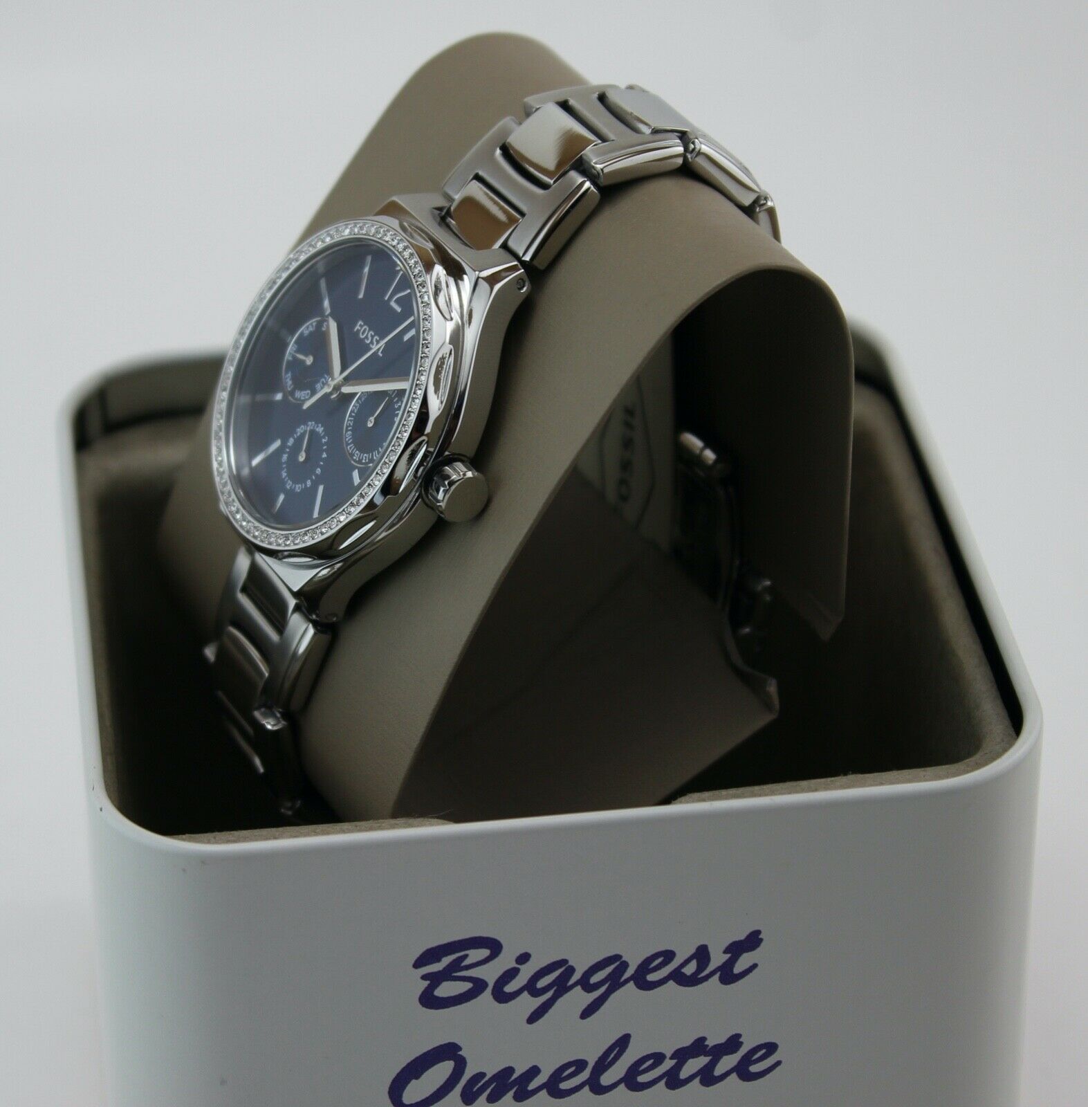 NEW AUTHENTIC FOSSIL EEVIE MULTIFUNCTION SILVER NAVY BLUE  display picture 2