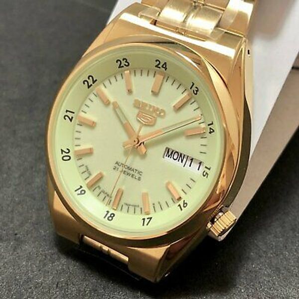 SEIKO 5 LumiBrite Gold SNK578J1 21 Jewels Automatic Japan Made 35mm ...