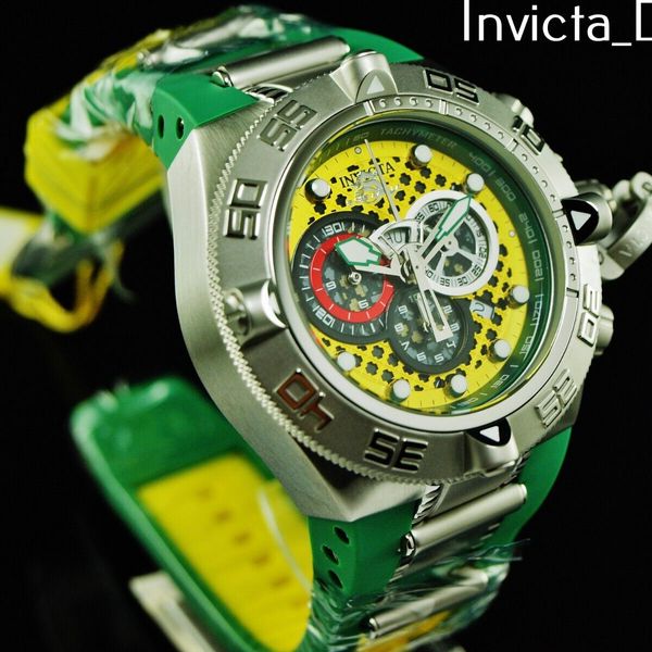 Invicta 50mm Subaqua Noma IV BLUE Puppy Ed Swiss Chrono Yellow-Green SS ...