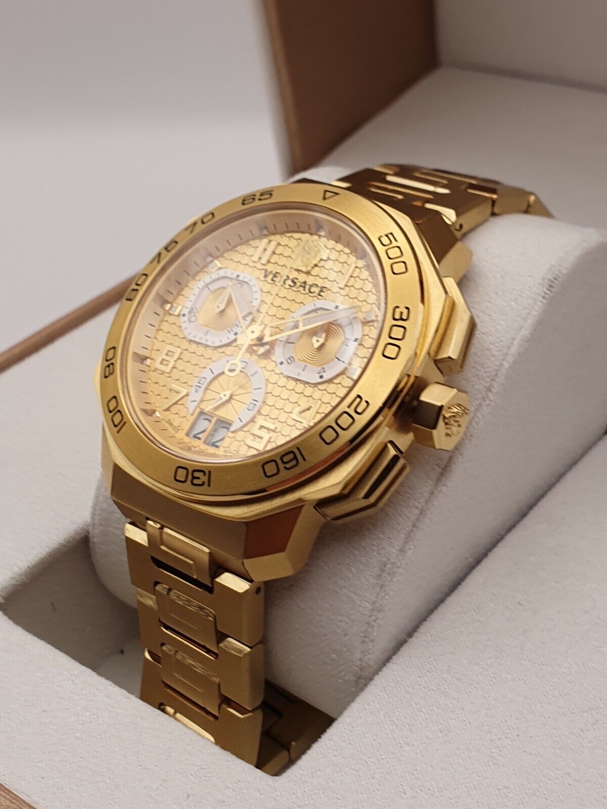 Genuine VERSACE Dylos PVD Gold 44mm VQC040015 Stainless Steel