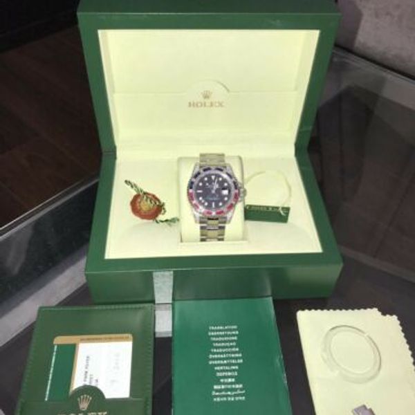 ROLEX GMT-MASTER II STEEL 116710LN PEPSI DIAMOND RUBY SAPPHIRE 2010 ...
