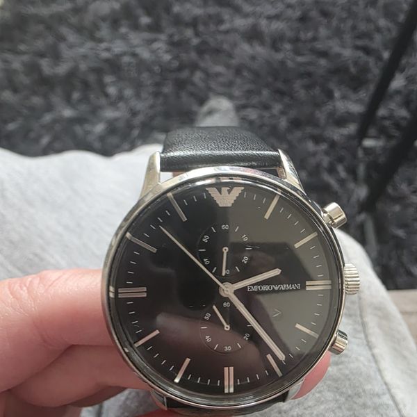 Emporio Armani AR0397 Men's Gianni Black Watch | WatchCharts Marketplace