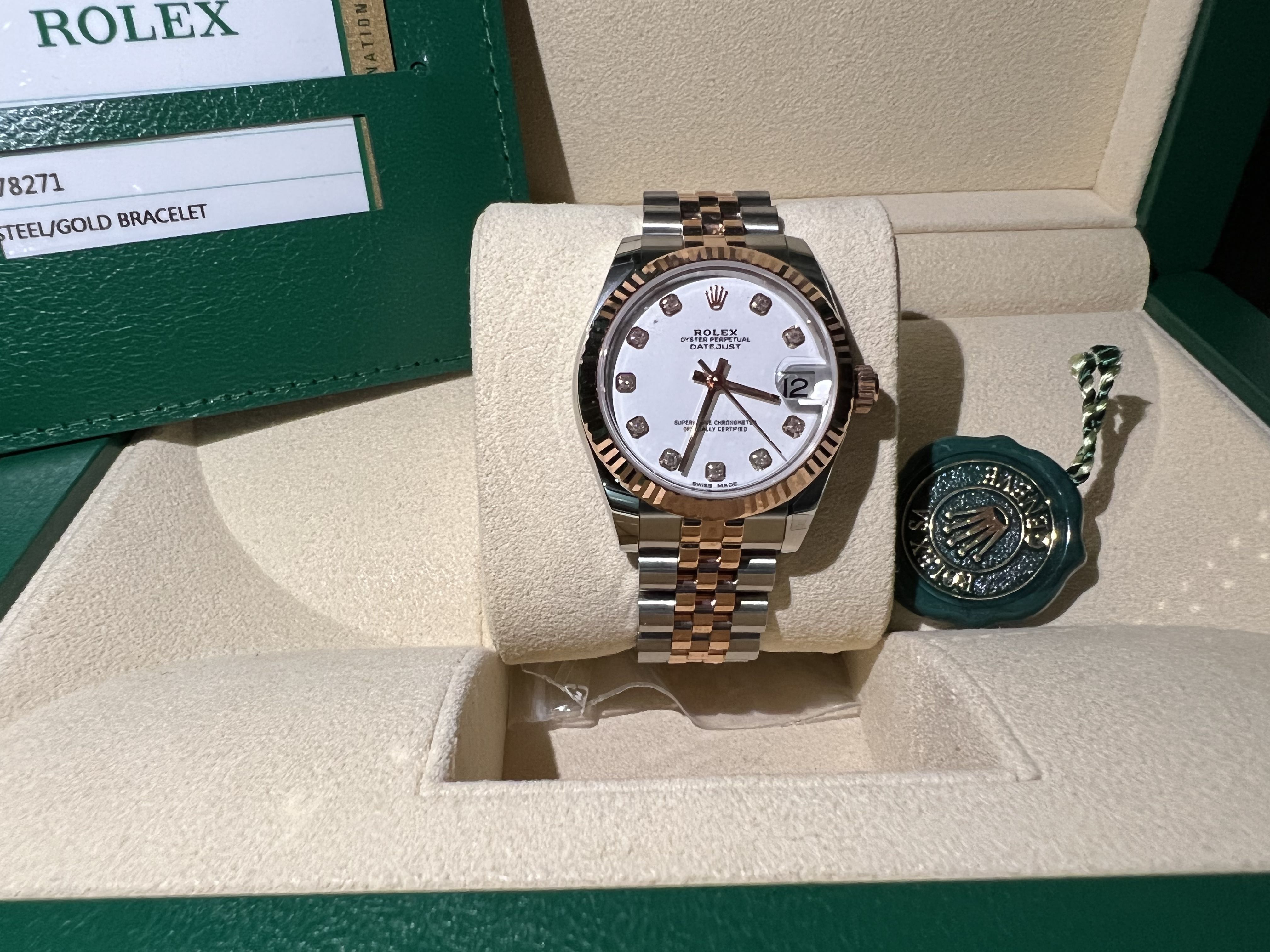 New Rolex 178271 two tone 31mm steel gold with custom diamond