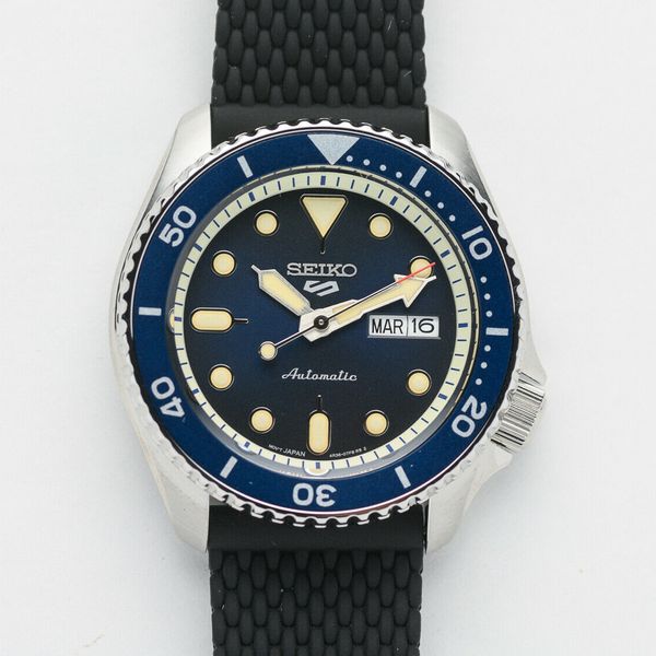 Seiko 5 Sports 24-Jewel Automatic Watch with Blue Dial and Silicone ...