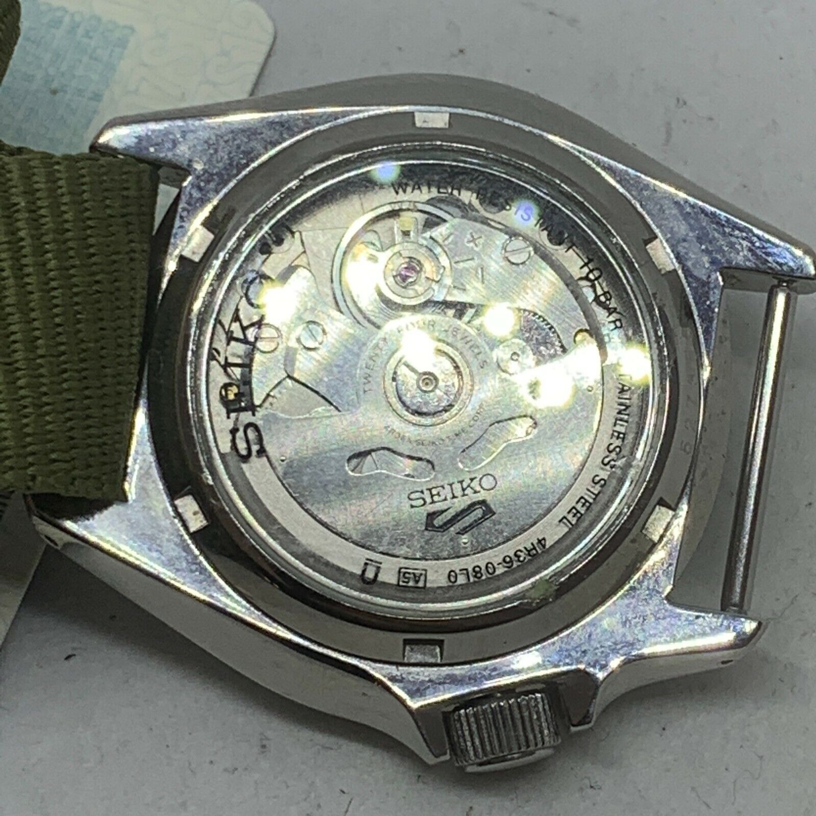 VINTAGE SEIKO 5 SPORTS GREEN REF 4R36 08L0 AUTOMATIC WITH PAPERS