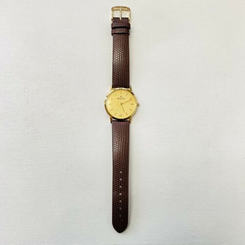 Mathey Tissot Men s Ultra Slim Gold Watch Sapphire Crystal Lizard