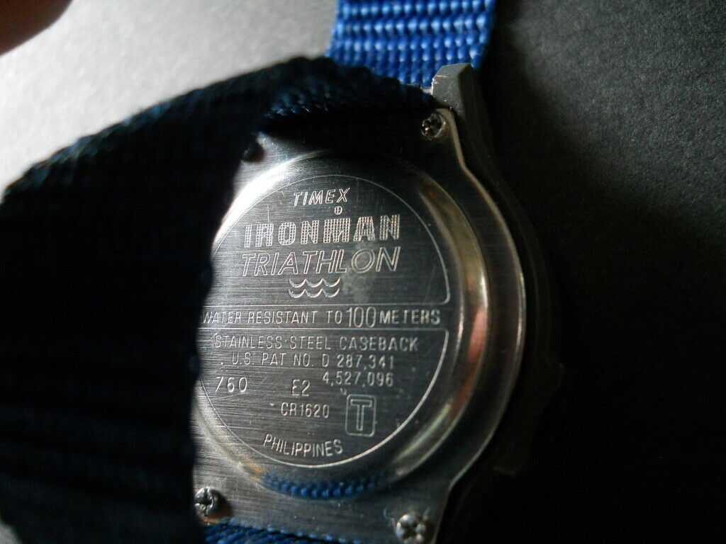 1997 Vintage Timex Iron Man Indiglo Triathlon 8 Lap Watch Blue