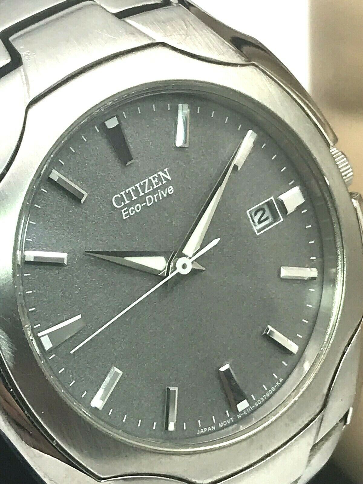 Citizen Eco-Drive E111-S022240 Stainless Steel Gray Dial Date