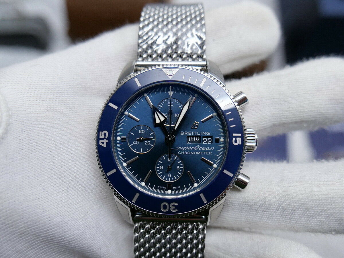 NEW BREITLING SUPEROCEAN HERITAGE II CHRONO 44 BLUE A13313161C1A1 Warranty WatchCharts