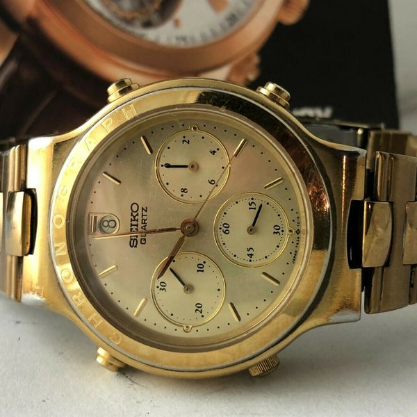 Seiko Chronograph Gold-Plated Quartz 7A34-7010 Men's Watch | WatchCharts