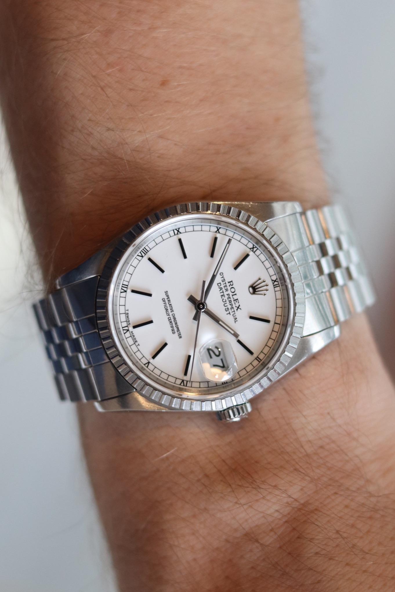 WTS 1989 Rolex Datejust 16220 White Dial Sapphire on Jubilee