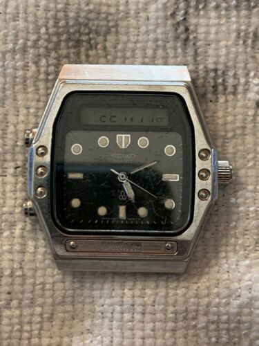 1981 Seiko Silver Wave Ana Digi Watch H357-514A SQUARE ARNIE