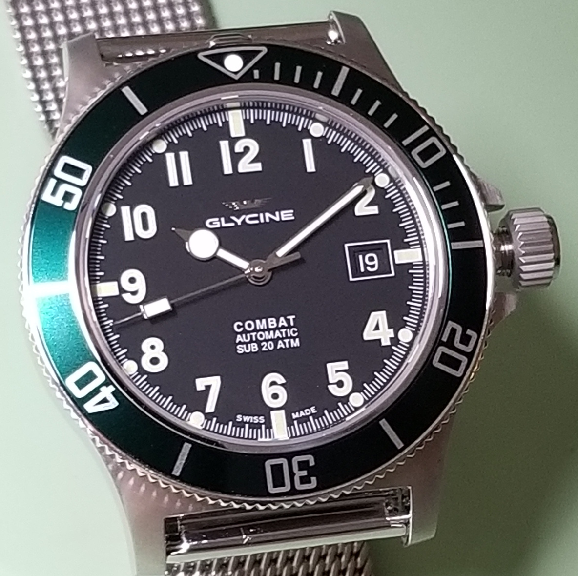 FS Glycine Combat Sub 42 Green Bezel GL0091 WatchCharts