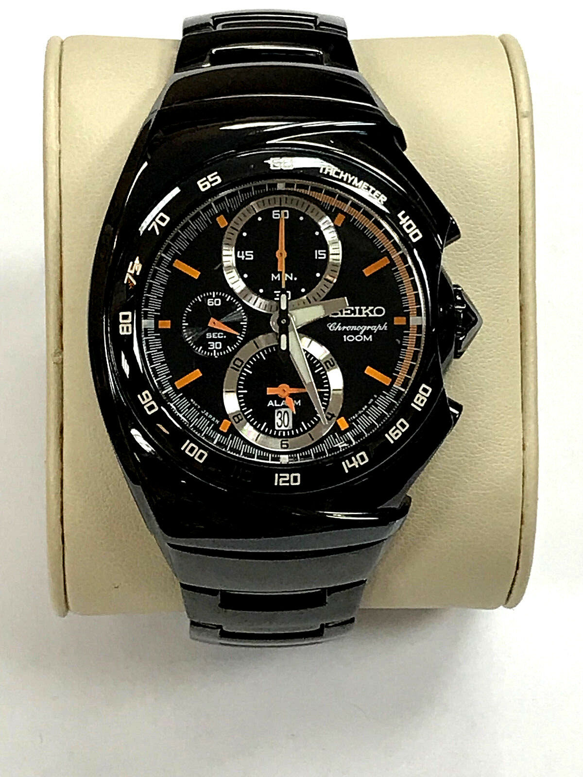 Seiko 7T62-0HK0 Streamline Alarm Chronograph Black IP Mens Quartz 
