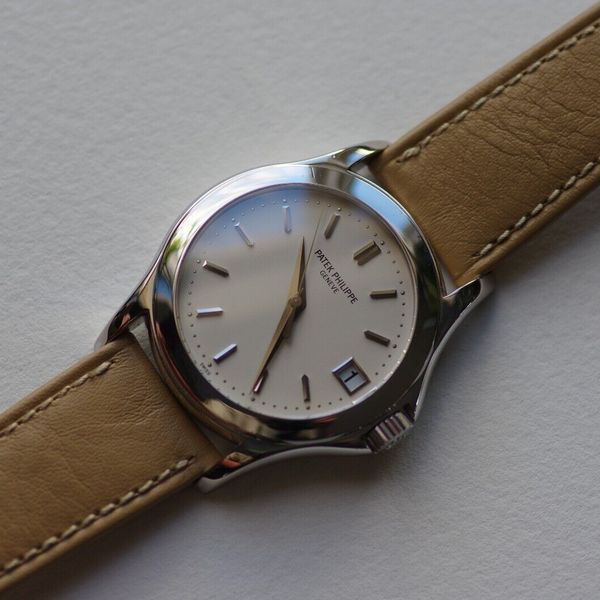 2001 PATEK PHILIPPE 18K White Gold 37mm Calatrava Grande Taille 5107 ...