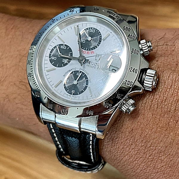 Tudor 'Rolex' Tiger Chronograph Watch 79280 Original Box Tudor Leather ...