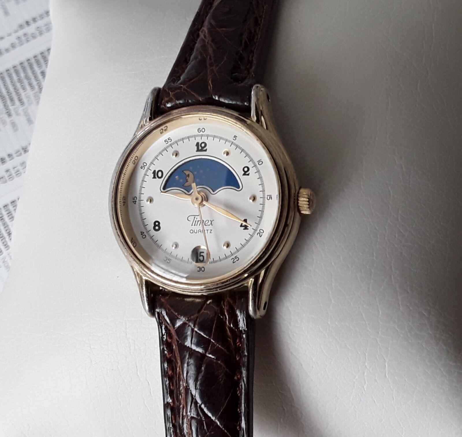 Vintage Timex Moon Sun Phase Watch with Date 364T Cell